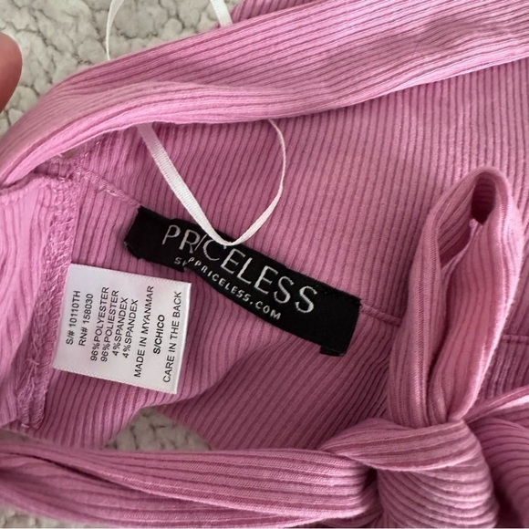 Pink Tie Back Crop Top - Picture 4 of 5